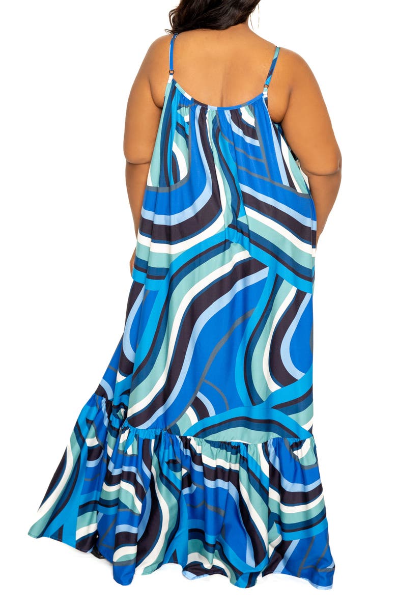 BUXOM COUTURE Geometric Print Maxi Dress, Alternate, color, 