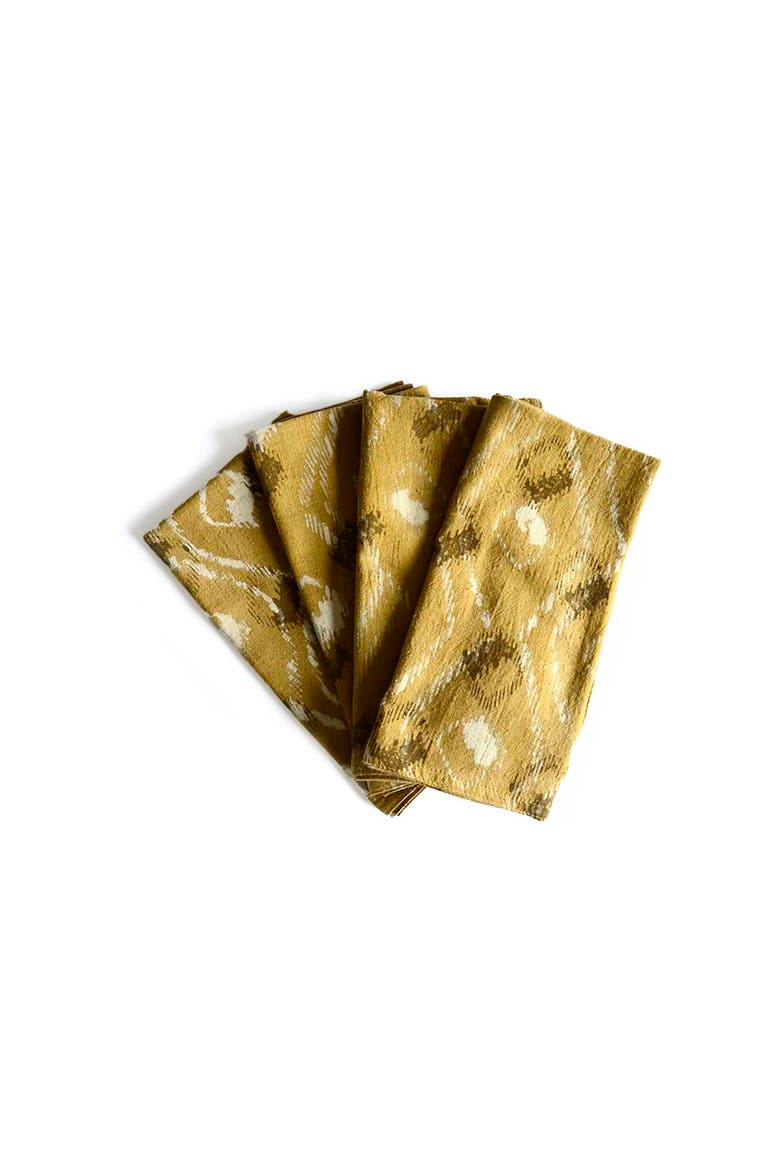 Yellow Cotton Dining Napkins, Sustainable Table Linen (Set of 4) - Bali, Main, color, Yellow