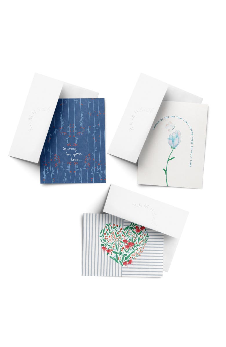 Ramus & Co Sympathy Greeting Card Pack Sets (3 ct, Assorted) Sorry For Your Loss, Thinking of You Butterfly, Floral Heart, Main, color, Multi-Pack