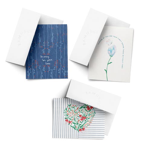 Sympathy Greeting Card Pack Sets (3 ct, Assorted) Sorry For Your Loss, Thinking of You Butterfly, Floral Heart