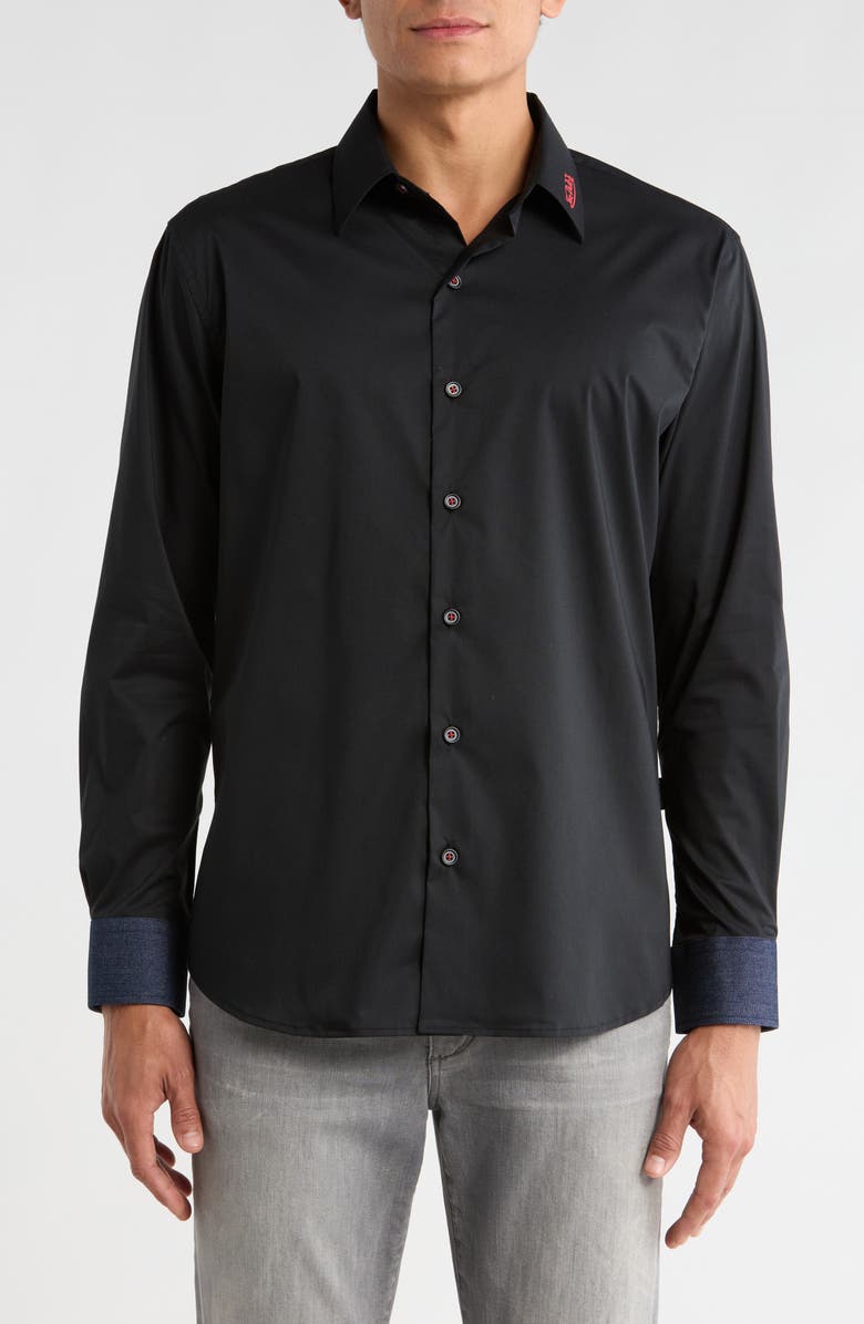 Von Dutch Lion Logo Graphic Long Sleeve Shirt, Main, color, Black