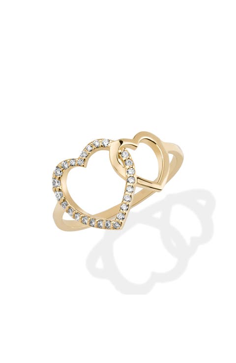 14K Gold Interlocking Diamond Heart Ring
