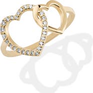 LANA 14K Gold Interlocking Diamond Heart Ring
