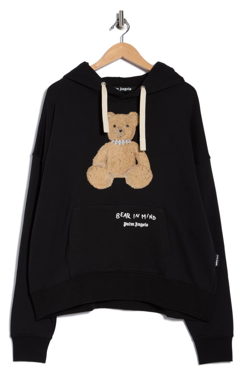 Palm Angels Textured Bear Hoodie, Main, color, Black Brown