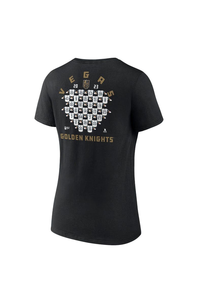 FANATICS Women's Fanatics Branded  Black Vegas Golden Knights 2023 Stanley Cup Champions Jersey Roster V-Neck T-Shirt, Alternate, color, 