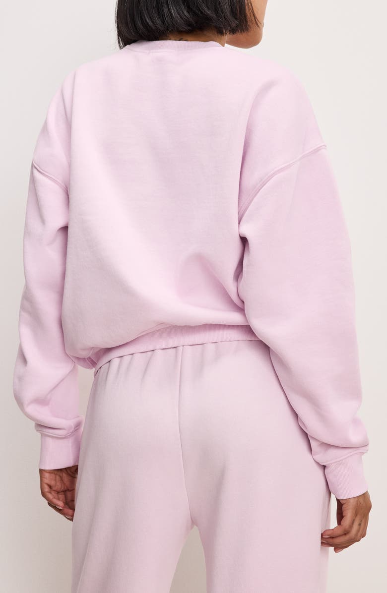 Good American Brushed Fleece Graphic Sweatshirt, Alternate, color, Washed Cotton Candy Pink001