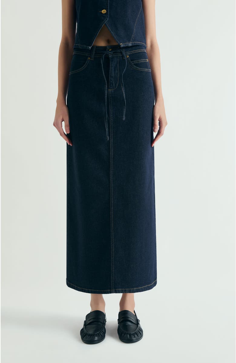 Scalpers Denim Midi Skirt, Main, color, Darkindigo