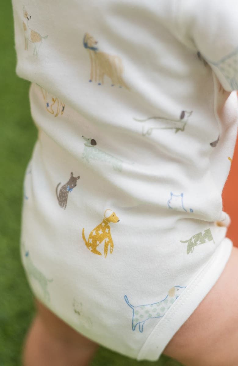 Pehr Dog Days Print Organic Cotton Bodysuit, Alternate, color, Dog Days