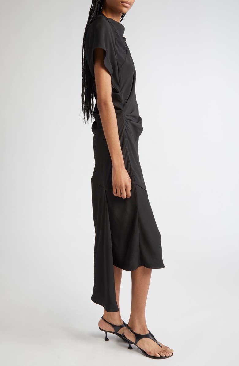 Proenza Schouler Hallie Hammered Viscose Asymmetric Hem Dress, Alternate, color, Black
