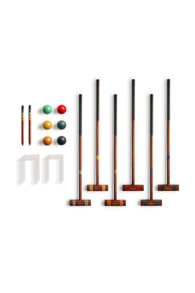 Hevea Rover Six Player Travel Croquet Set, Main, color, Natural Wood