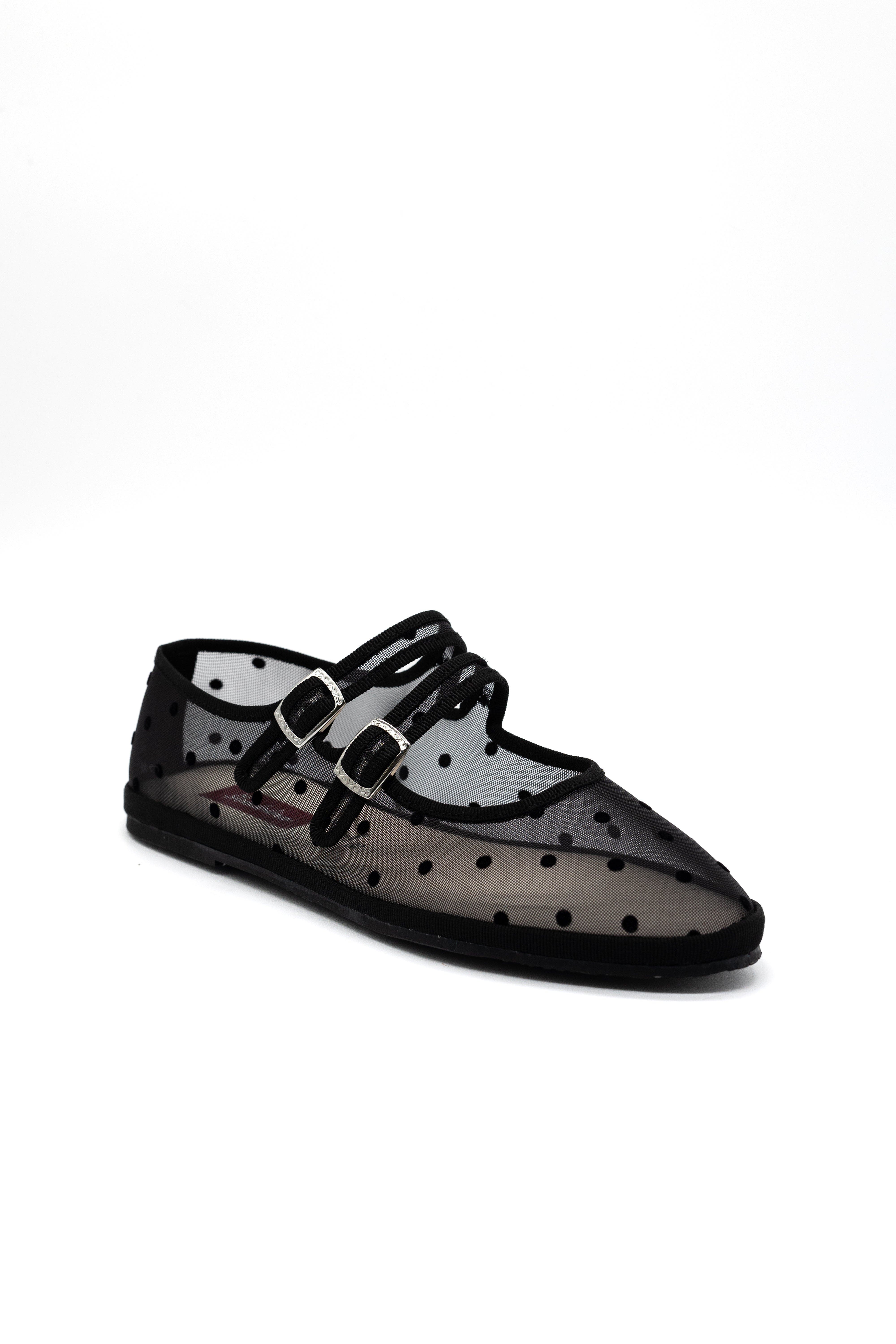 Moretta Double Strap Mary Jane Flats, Main, color, Black Dots