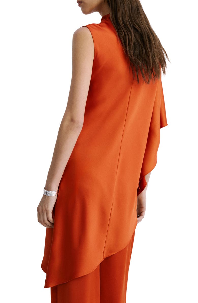 MANGO Asymmetric Single Elbow Sleeve Satin Top, Alternate, color,