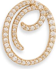 LANA 14K Gold Diamond Cursive Initial Stud Earring - 0.418ct.