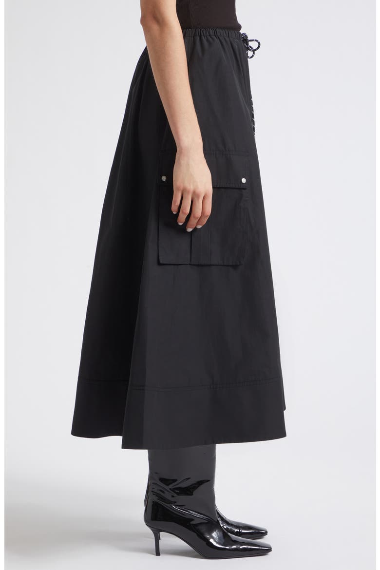 Elodie Drawstring Cargo Midi Skirt, Alternate, color, JET