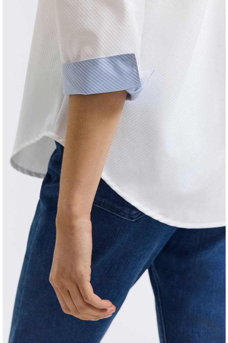 Margie Three-Quarter Sleeve Cotton Button-Up Shirt, Alternate, color, WHITE