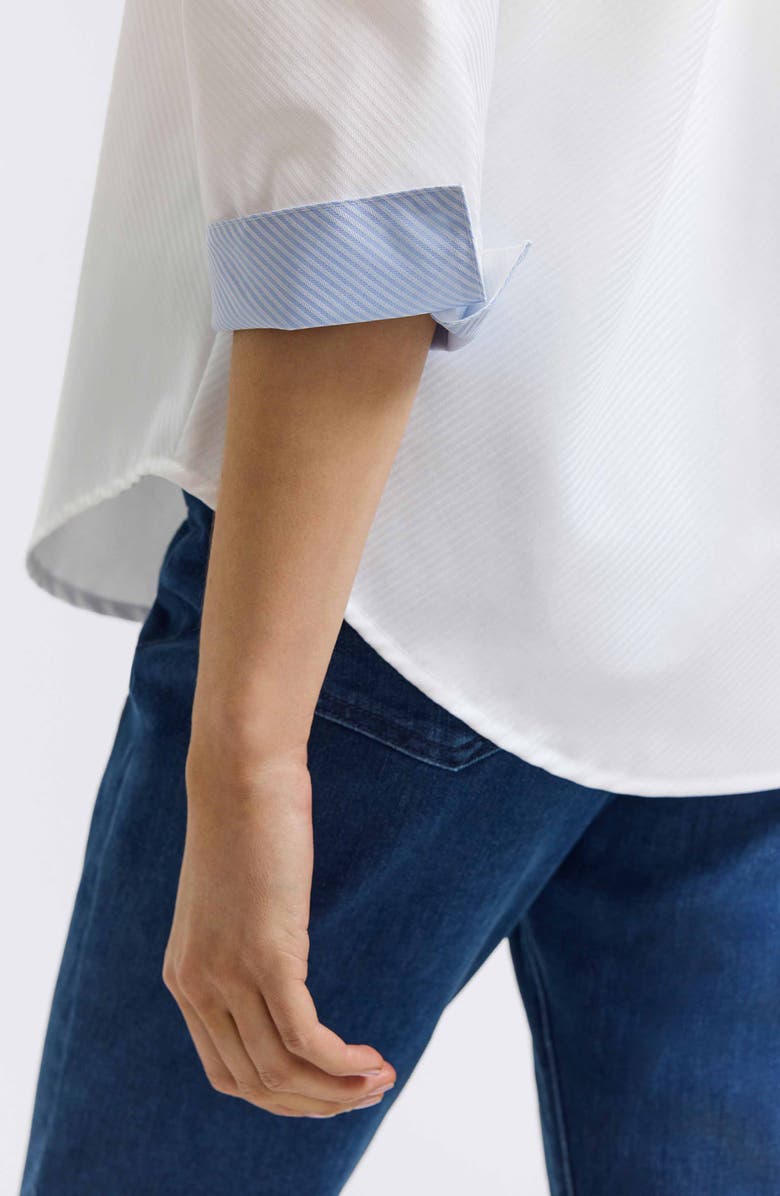 Foxcroft Margie Three-Quarter Sleeve Cotton Button-Up Shirt, Alternate, color, White