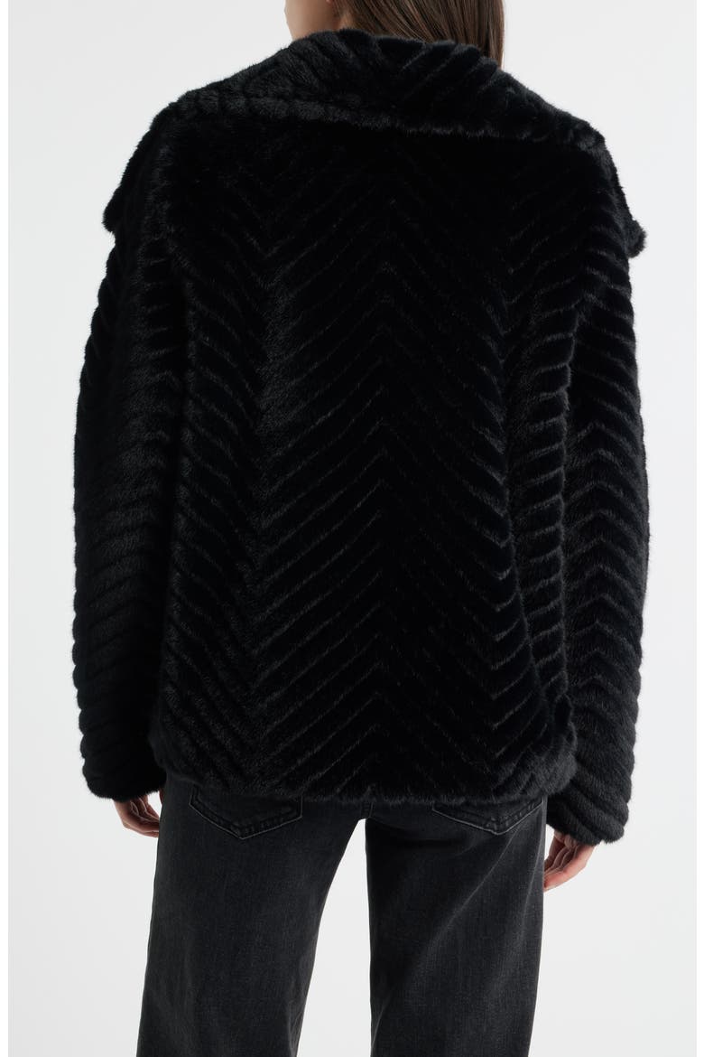 Chevron Quilted Faux Fur Jacket, Alternate, color, BLACK