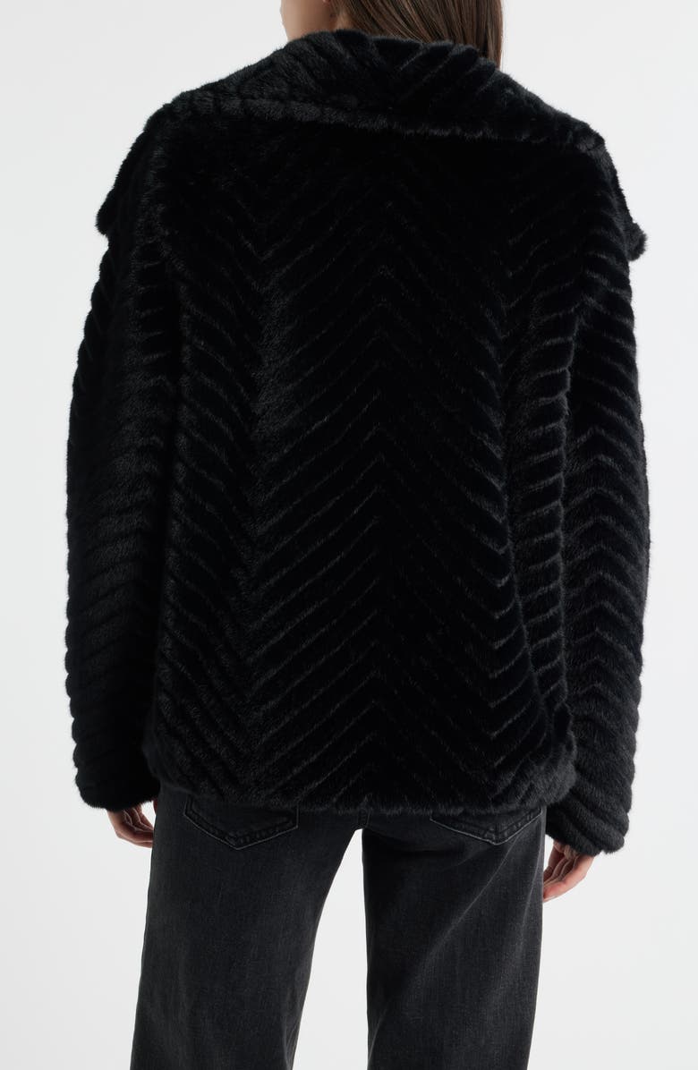 Bernardo Chevron Quilted Faux Fur Jacket, Alternate, color, Black