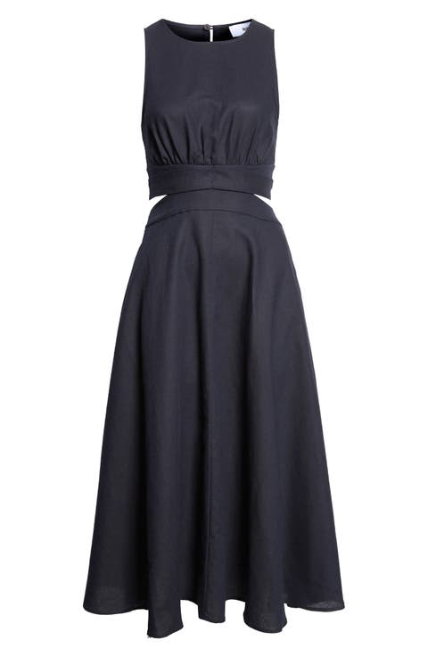 Hazel Cutout Detail Linen & Cotton Dress