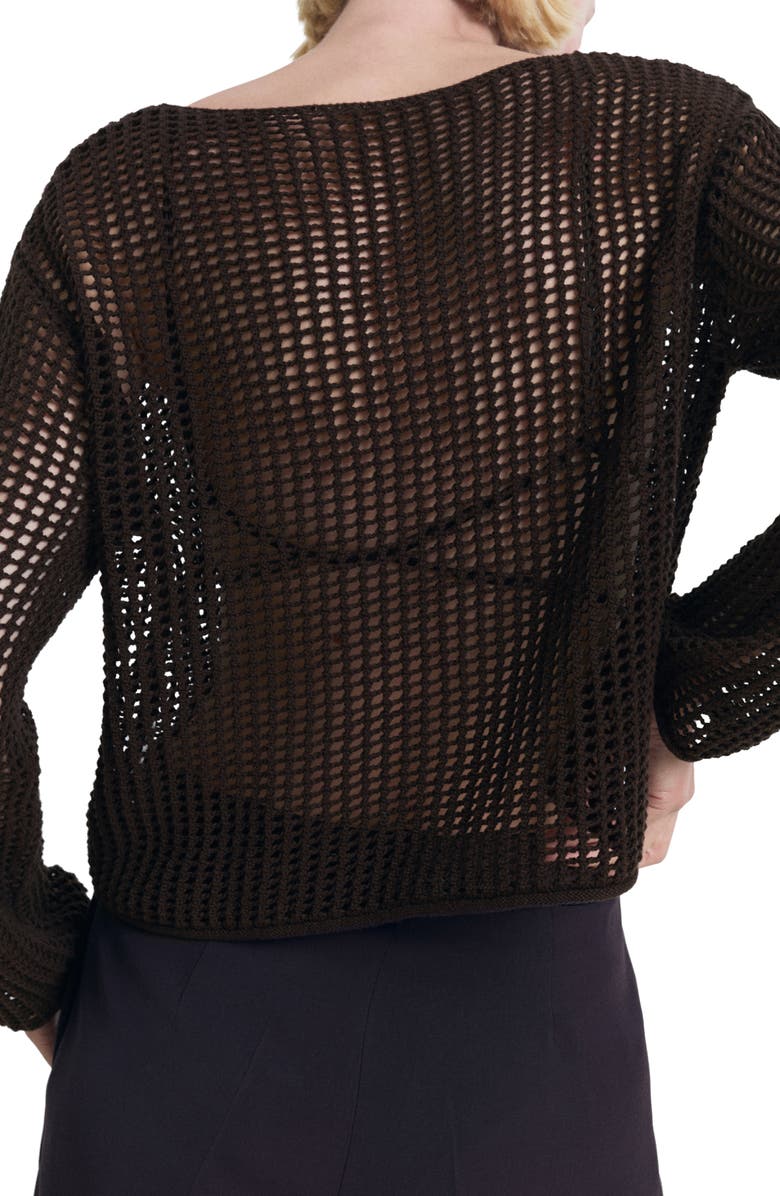 MANGO Open Stitch Cotton Sweater, Alternate, color, Chocolate