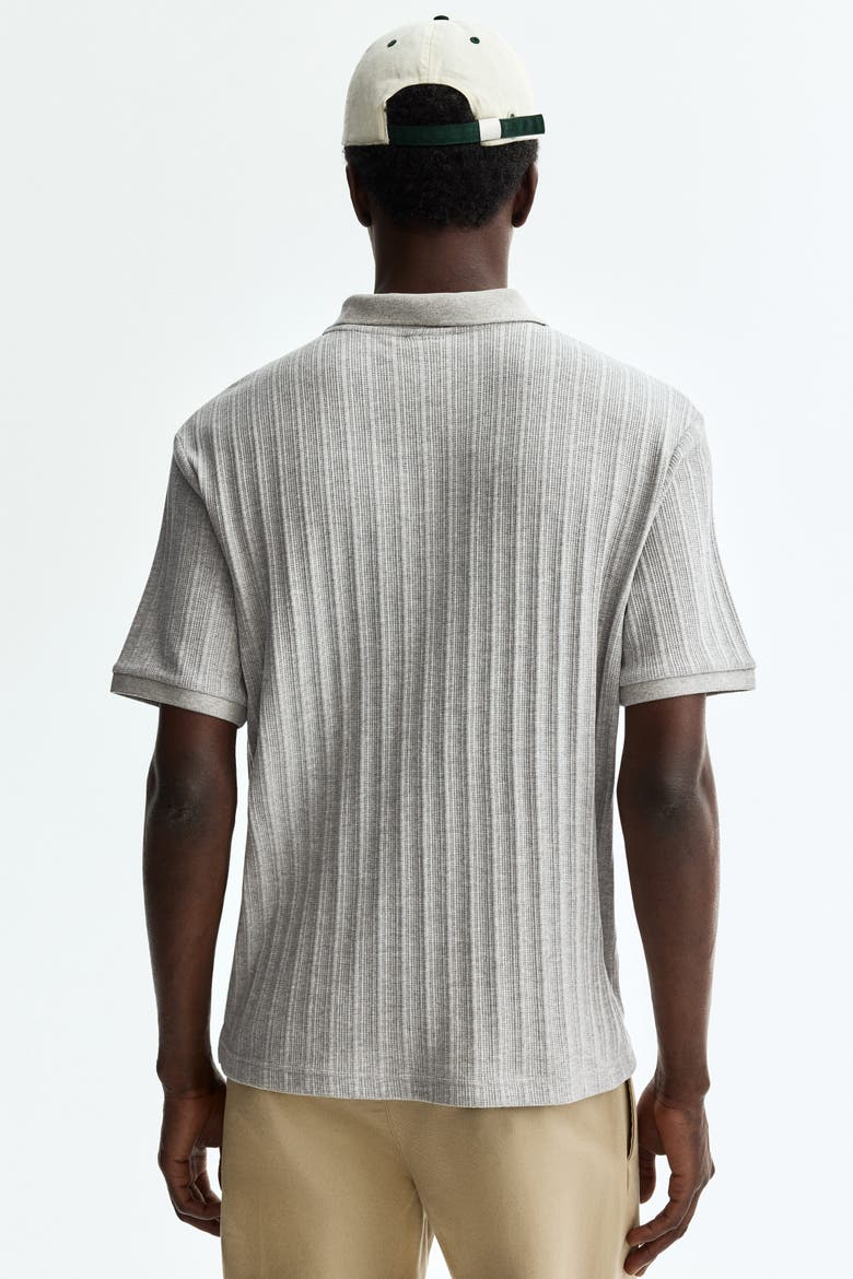 Slim Fit Textured Jersey Polo Shirt, Alternate, color, Light gray melange