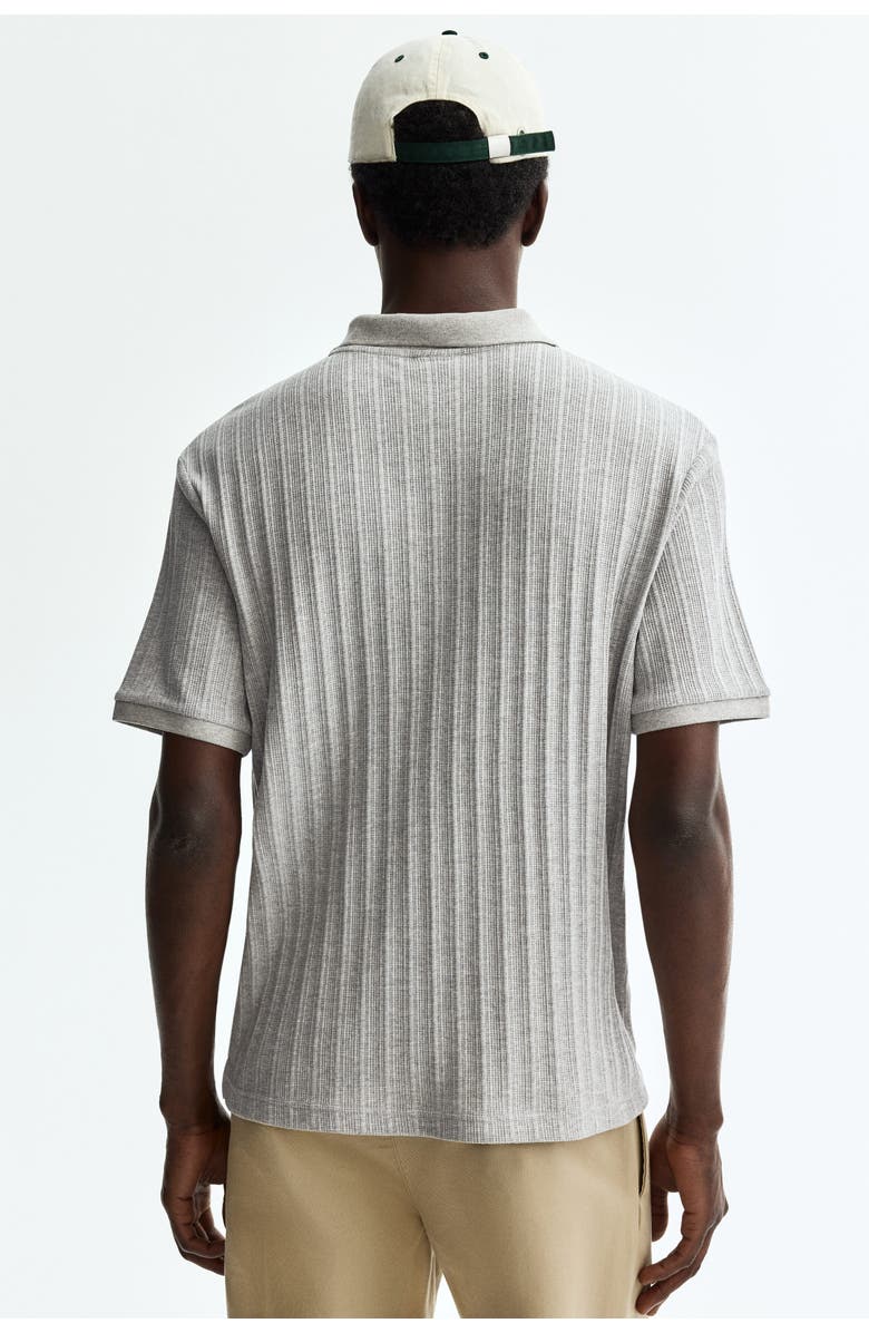 H&M Slim Fit Textured Jersey Polo Shirt, Alternate, color, Light Gray Melange