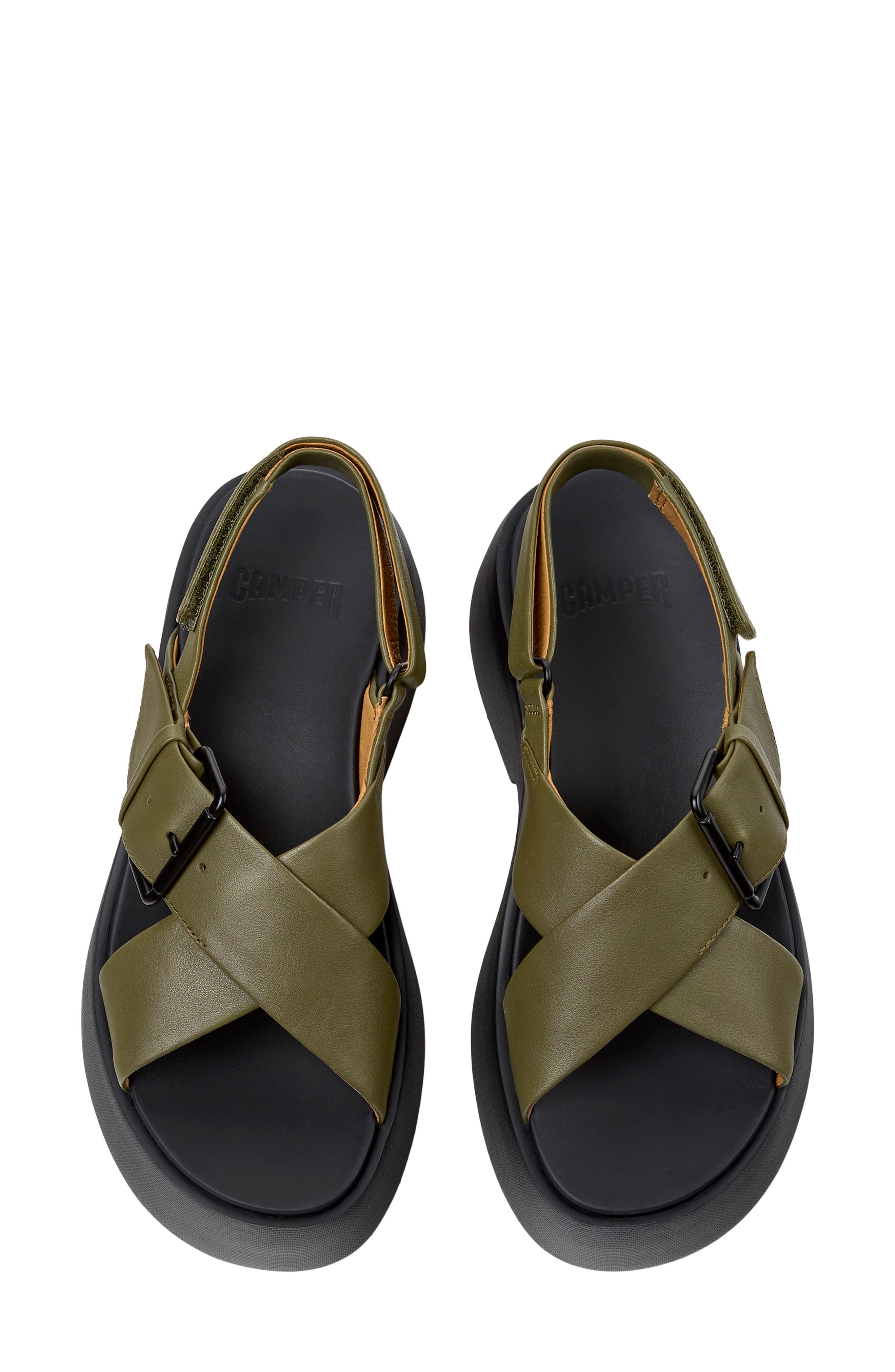 Camper Tasha X-Strap Platform Sandal, Alternate, color, Dark Green