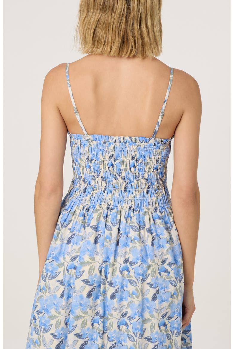 Floral Print A-Line Dress, Alternate, color, BLUE CREAM FLORAL