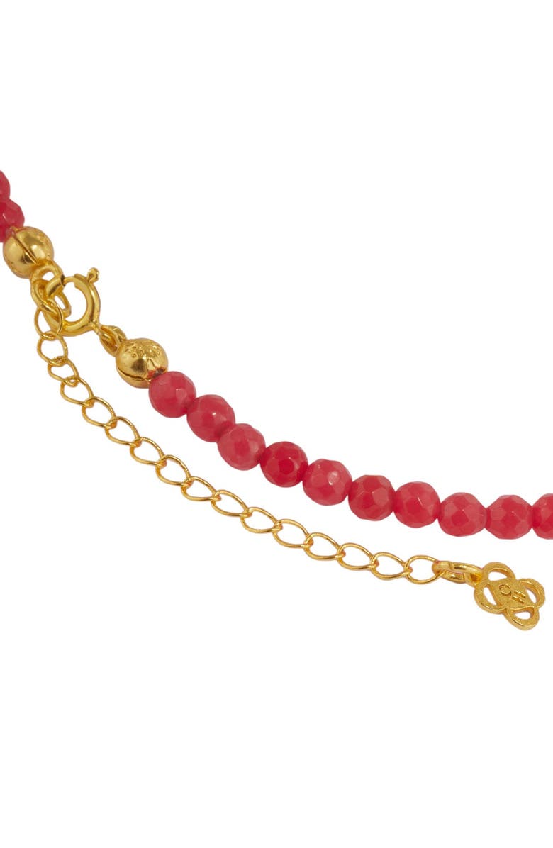Ottoman Hands Arden Evil Eye Gemstone Beaded Necklace, Alternate, color, Gold