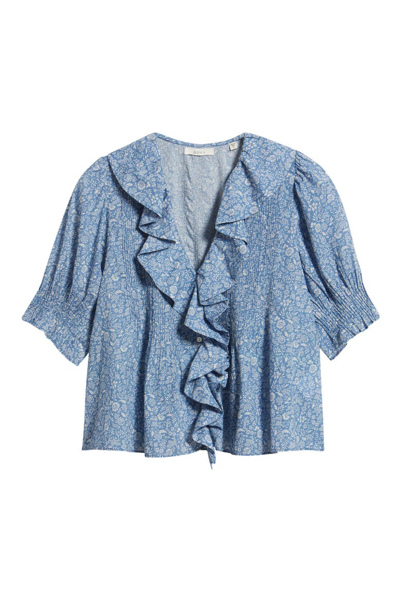 Henry Floral Print Ruffle Top, Alternate, color, BLUE GARDEN BLOOM