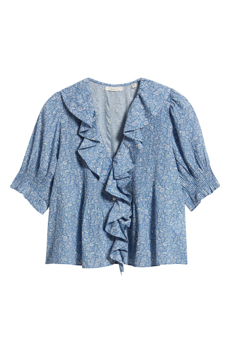 DÔEN Henry Floral Print Ruffle Top, Alternate, color,