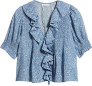 DÔEN Henry Floral Print Ruffle Top