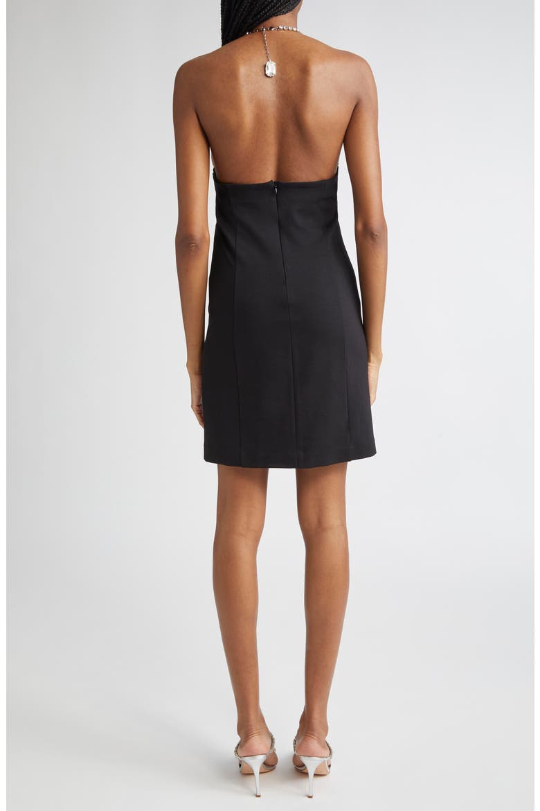 Crystal Halter Neck Ponte Knit Minidress, Alternate, color, BLACK
