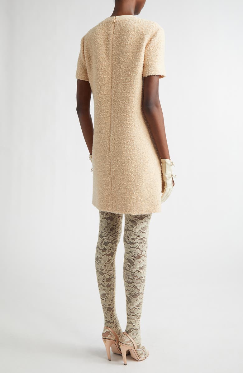 Valentino V-Detail Bouclé Tweed A-Line Dress, Alternate, color, White