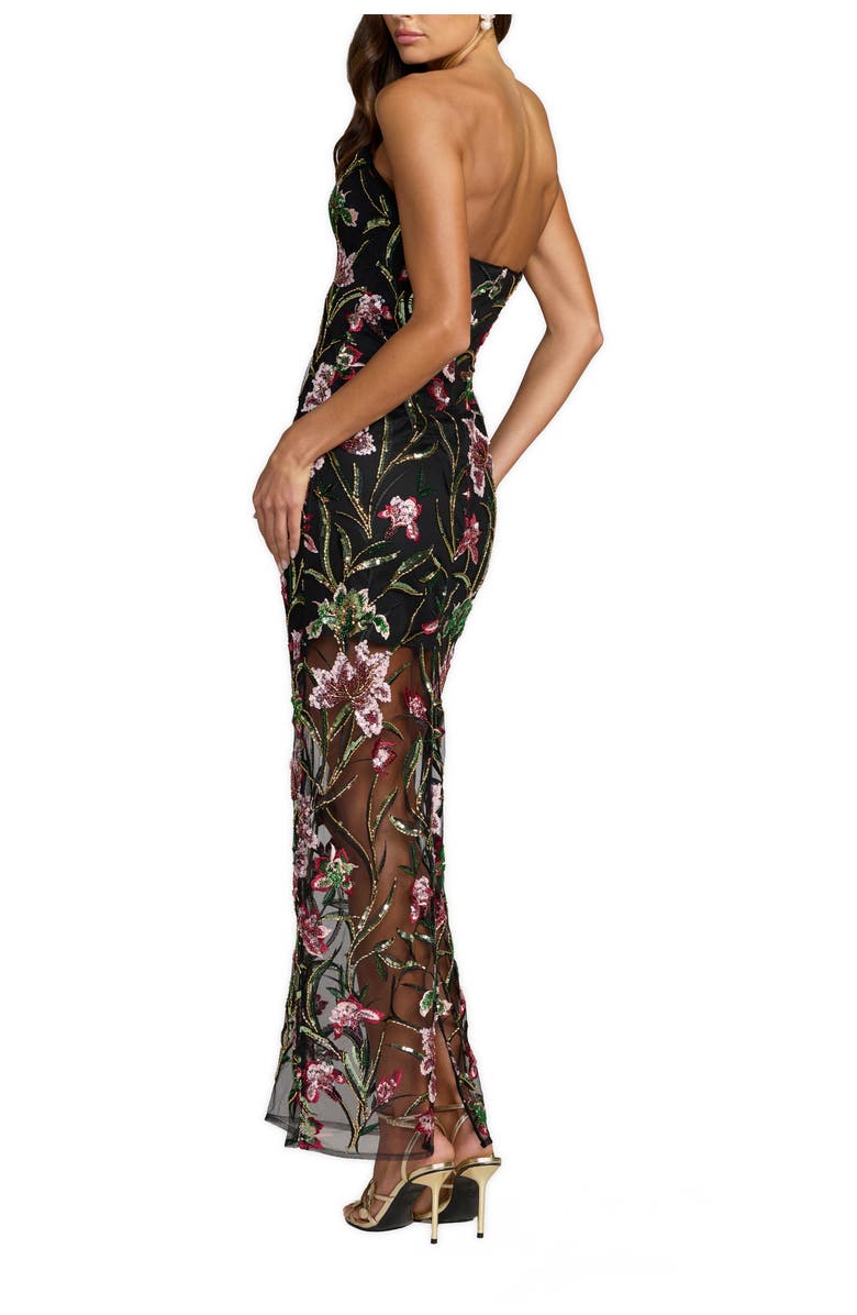 Mac Duggal Strapless Floral Embroidered Column Dress, Alternate, color, Black Multi