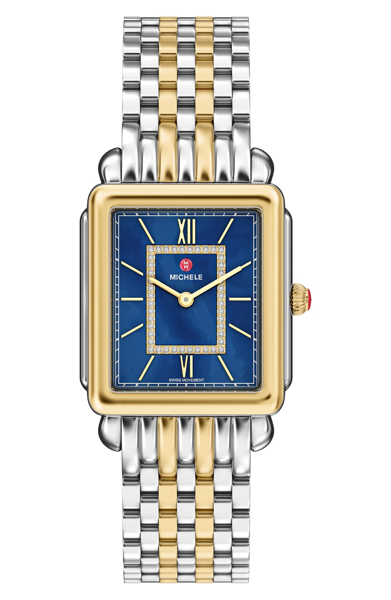 MICHELE Deco II Two-Tone Diamond Bracelet Watch, 32mm