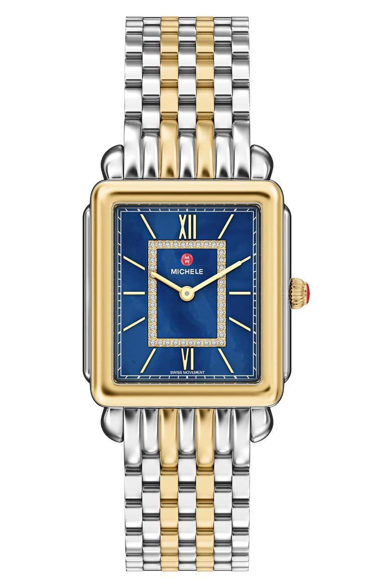Deco II Two-Tone Diamond Bracelet Watch, 32mm, Main, color, TWO TONE