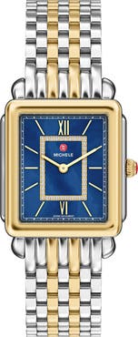 MICHELE Deco II Two-Tone Diamond Bracelet Watch, 32mm