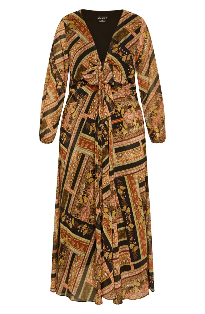 City Chic Margo Mixed Print Long Sleeve Maxi Dress, Alternate, color,
