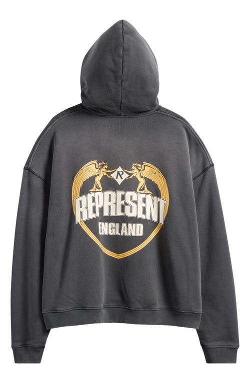 Represent Oversize Distressed Angel Border Graphic Hoodie In Gray