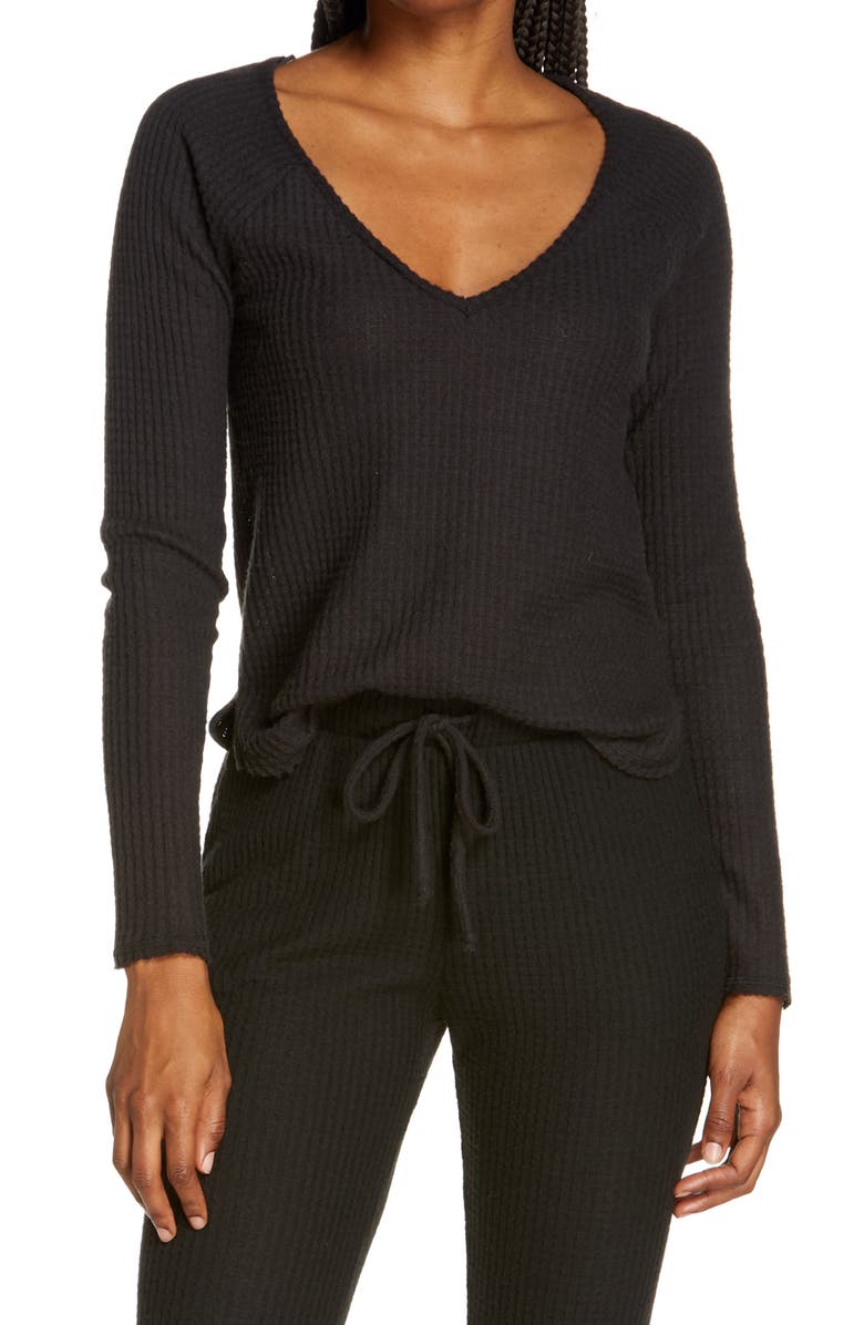 Socialite Waffle V-Neck Top, Main, color,