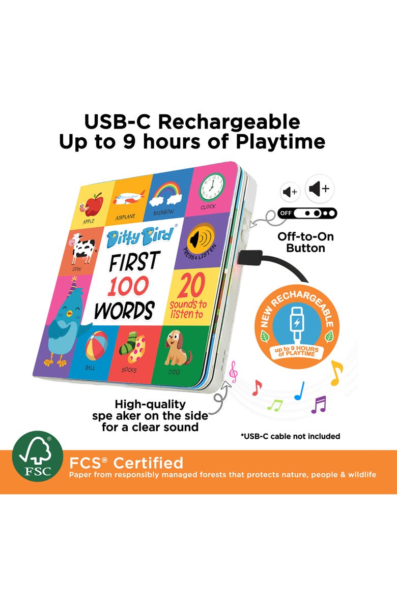 Ditty Bird Kids' First 100 Words Interactive Sound Book, Alternate, color, Blue Multi