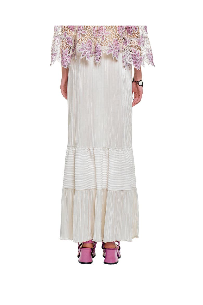 Plisse Tiered Maxi Skirt, Alternate, color, Cream