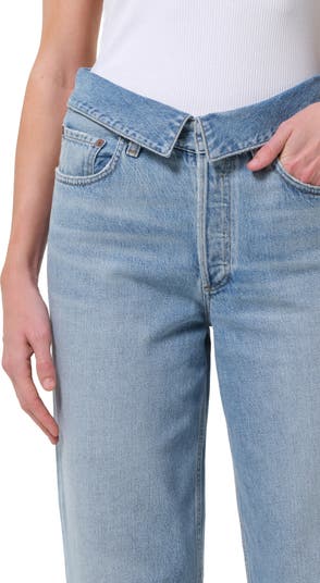 AGOLDE Echo Foldover Waist Tapered Straight Leg Jeans