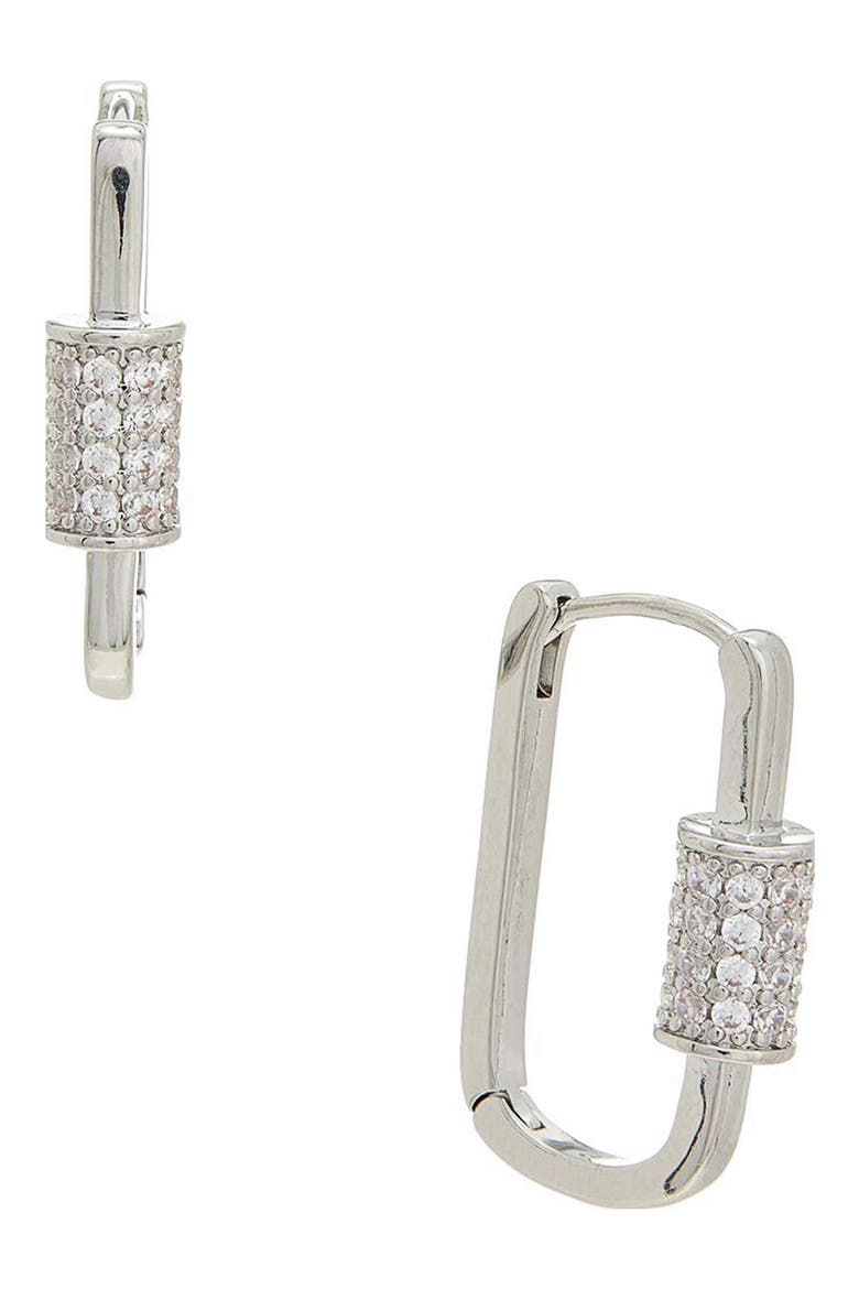 Square Hoop Earrings, Main, color, SILVER