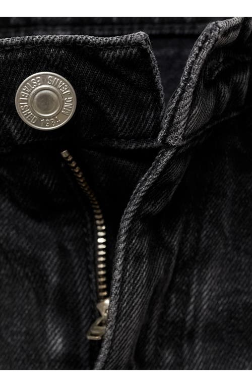 Mango Turn-up Hem Straight Jeans Black Denim In Black Denim