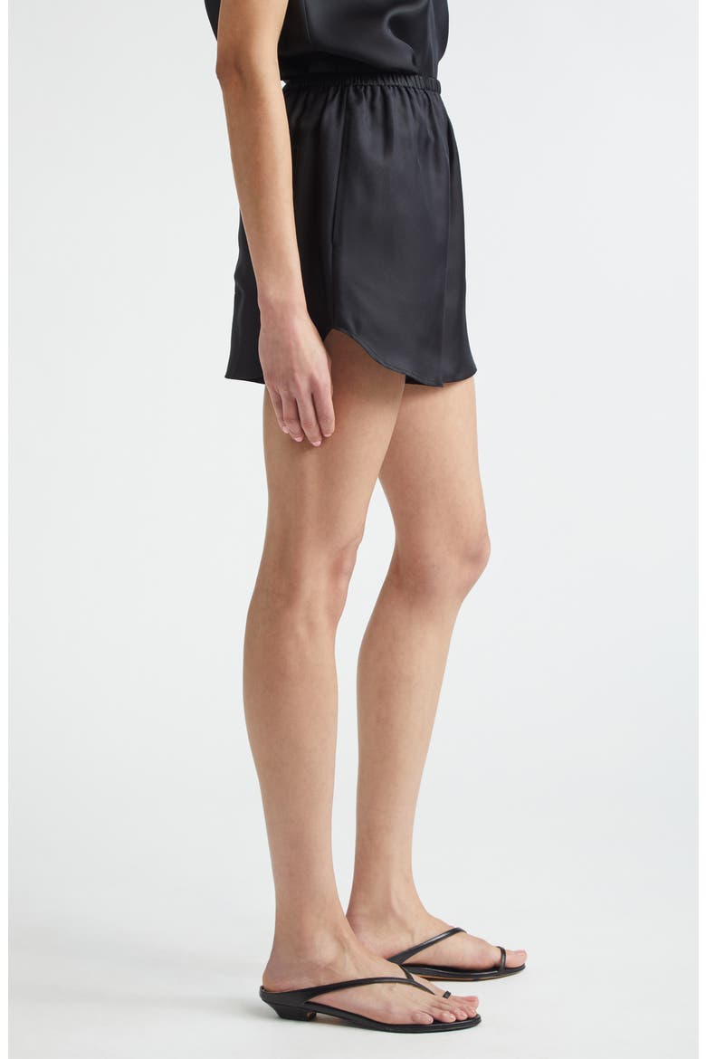 Cabo Elastic Waist Silk Twill Shorts, Alternate, color, BLACK