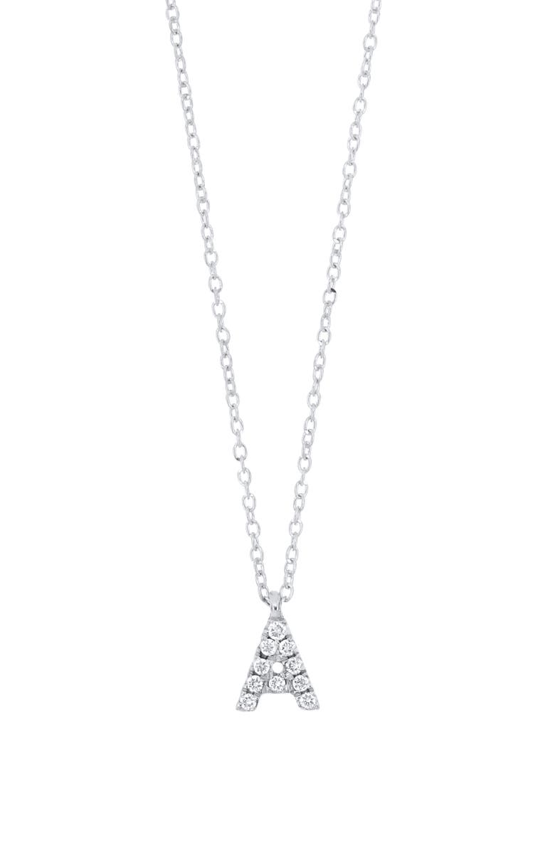 Bony Levy Icon Diamond Initial Pendant Necklace, Main, color, 18K White Gold - A