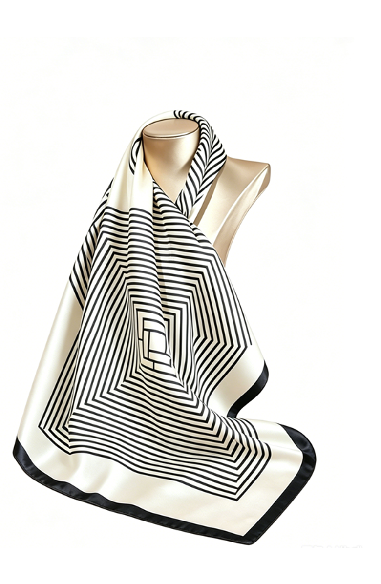 SILKSILKY Elegantly Designed Silk Printed Square Scarf, Main, color, Black