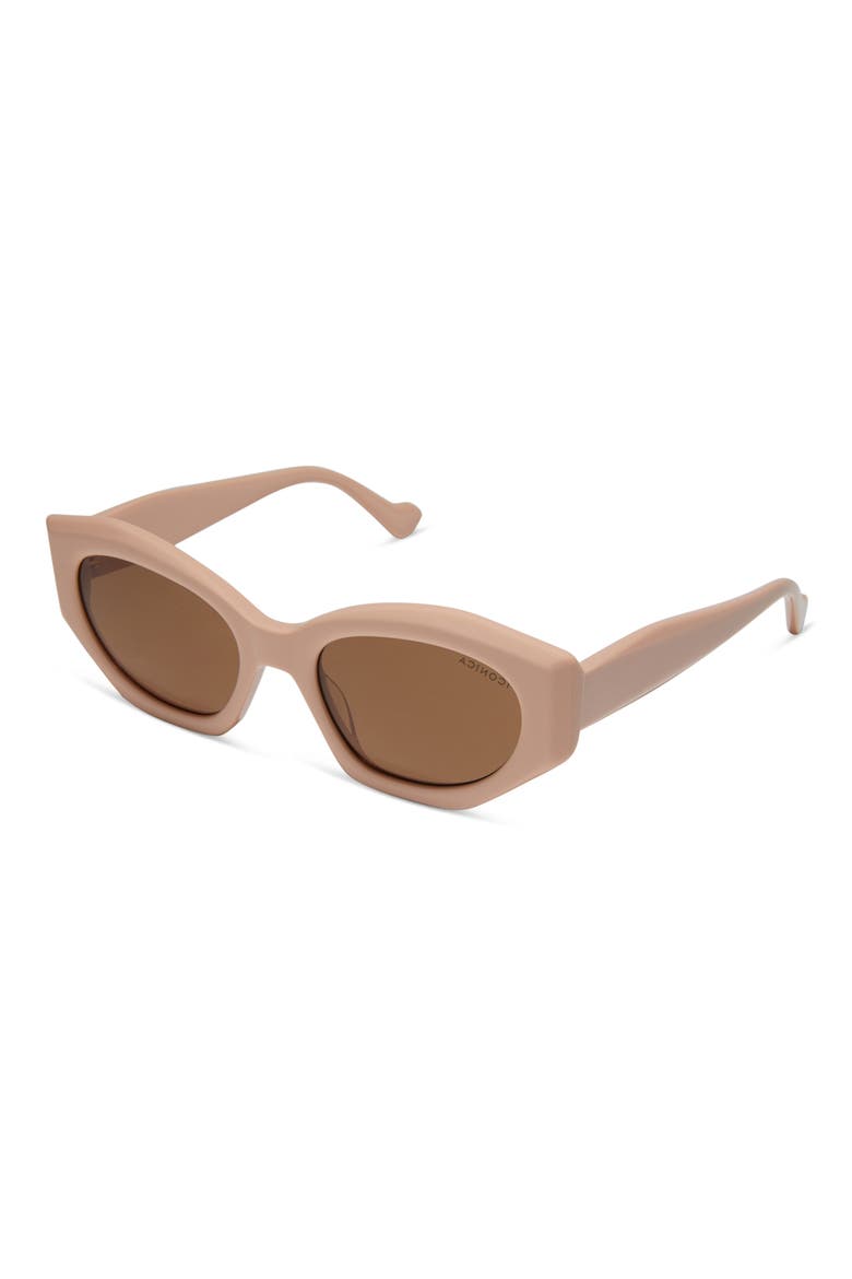 52mm Margot Faceted Oval Sunglasses, Alternate, color, NUDE BROWN